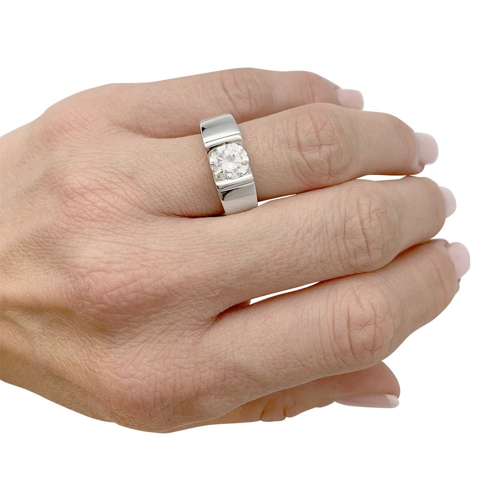 Solitaire en or blanc, diamant 1,14 carats - Castafiore
