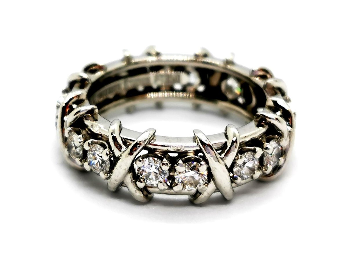 TIFFANY & CO. Bague Alliance Sixteen Stone Platine Diamant - Castafiore