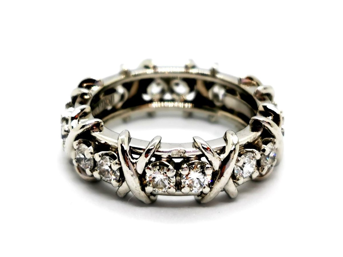 TIFFANY & CO. Bague Alliance Sixteen Stone Platine Diamant - Castafiore